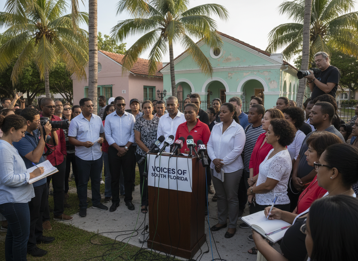 Reporters gathered at a community press conference